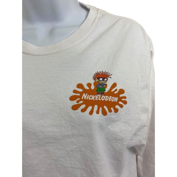 Nickelodeon Crop Shirt Sz M Made In The 90's White Sponge Bob Rugrats Tee Top - Picture 3 of 7